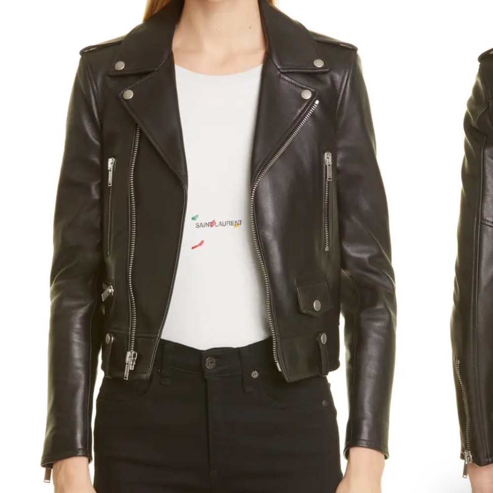 Saint Laurent Paris 2015 L01 Lambskin Leather Biker Jacket - F34 Black